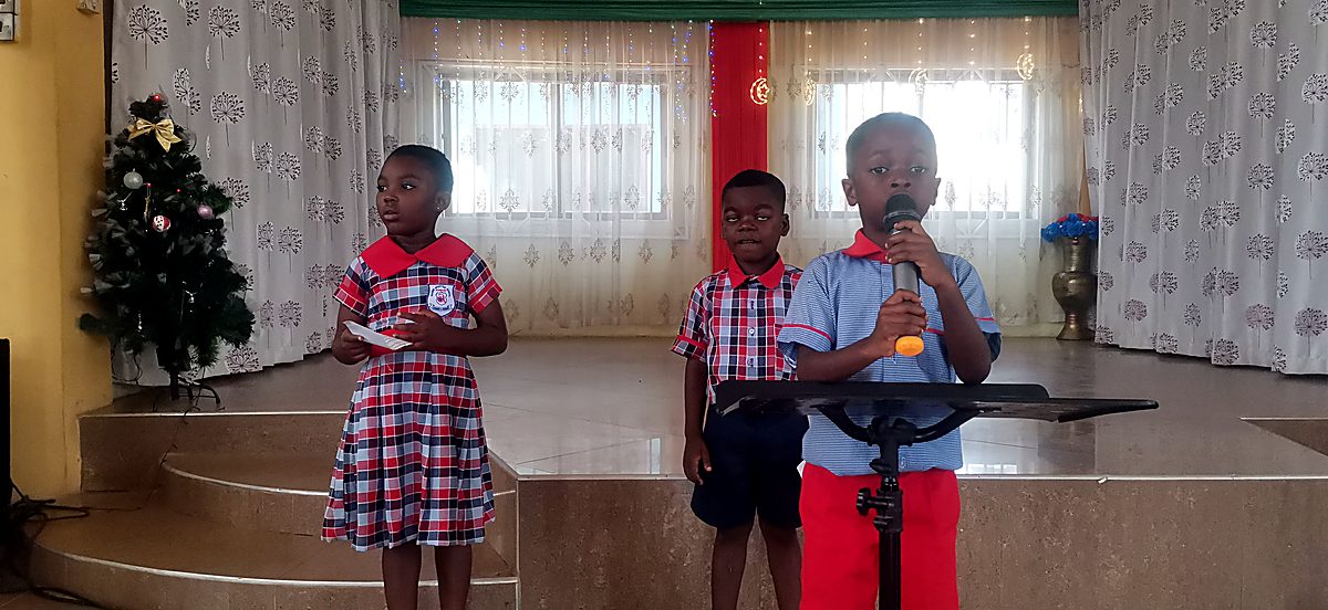 Pupils performing at the Christmas carols service