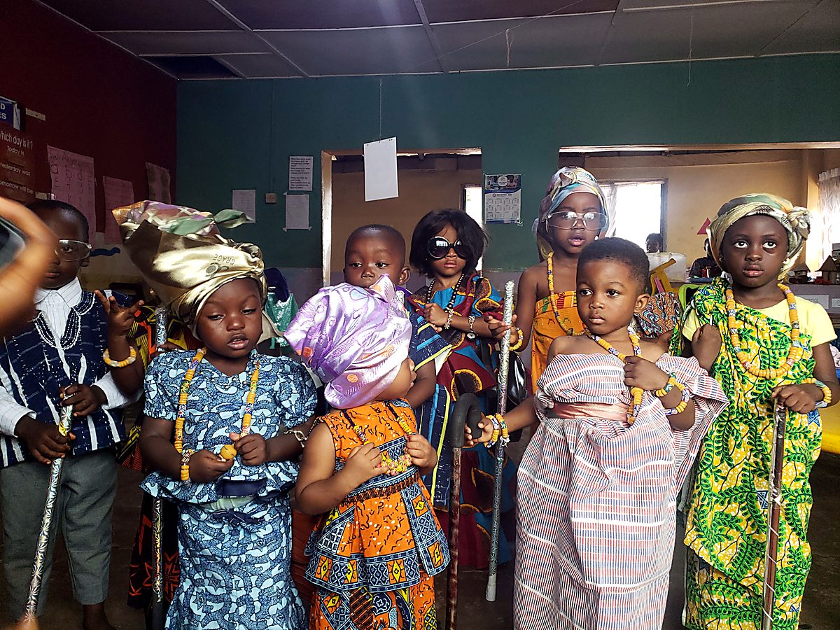 Pupils in traditional dress at the KG graduation and cultural day