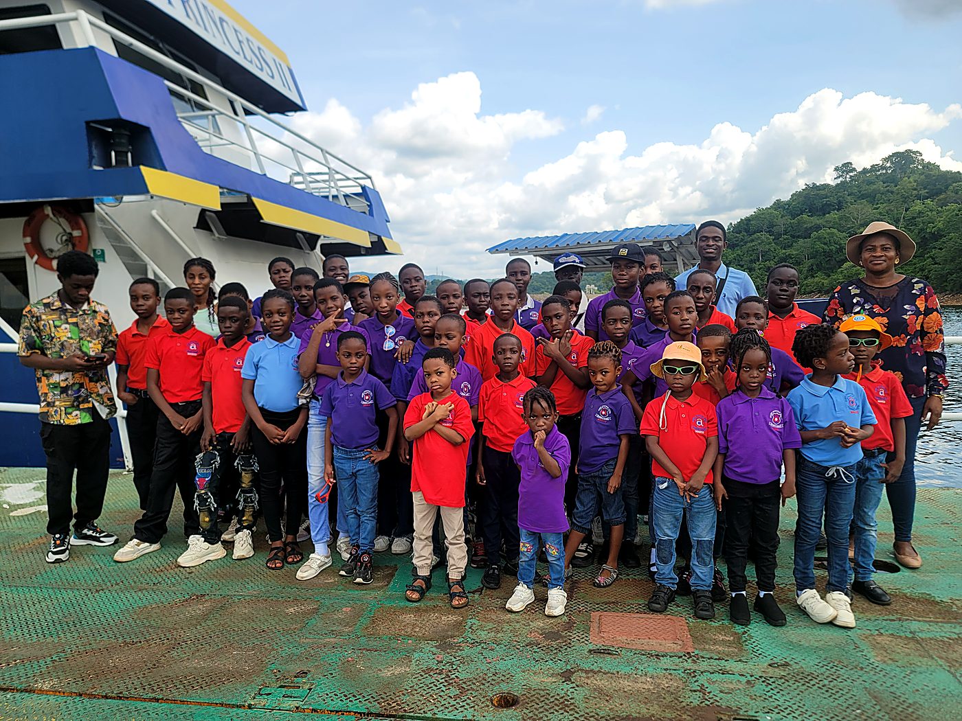 Pupils and staff at the Dodi Princess ferry, Akosombo